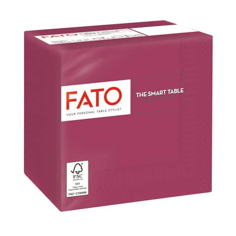 Tovaglioli piegati 2 veli Fato Smart Table pura cellulosa 24×24 cm – bordeaux conf. 100 pezzi – 82543003