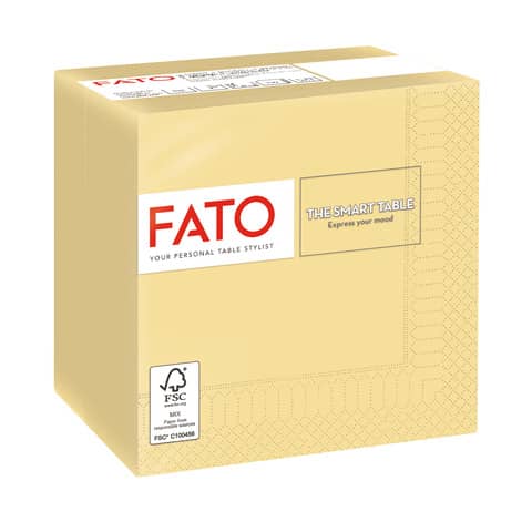 Tovaglioli piegati 2 veli Fato Smart Table pura cellulosa 24×24 cm champagne conf. 100 pezzi – 82541003