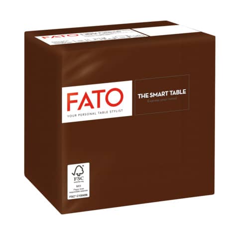Tovaglioli piegati 2 veli Fato Smart Table pura cellulosa 24×24 cm cioccolato conf. 100 pezzi – 82546003