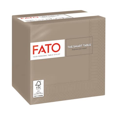 Tovaglioli piegati 2 veli Fato Smart Table pura cellulosa 24×24 cm – tortora conf. 100 pezzi – 82236003