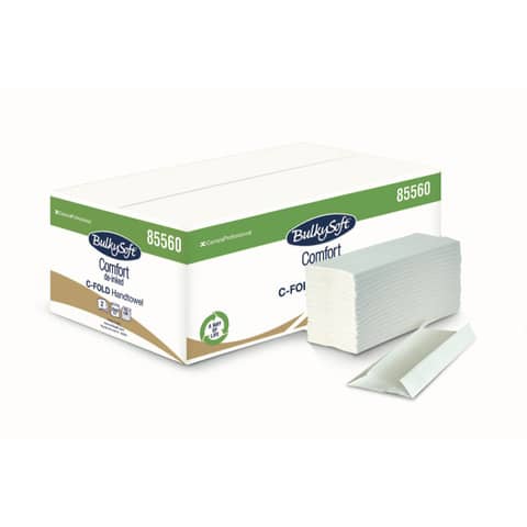 Conf. da 20 fascette composte da 153 fogli di asciugamani ripiegati a C 23×31 cm Bulkysoft Comfort bianco – 85560.E10
