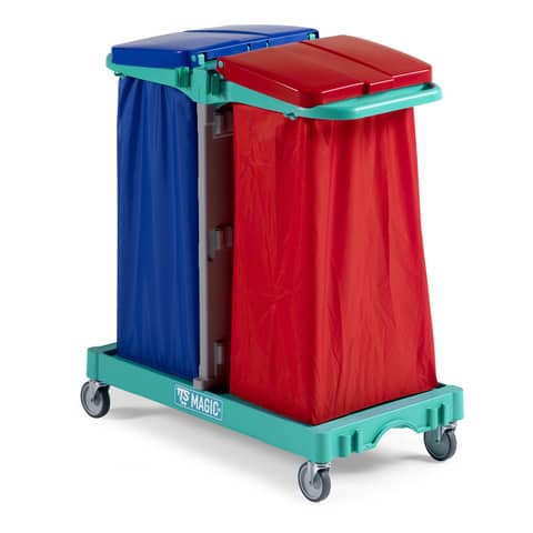Carrello porta rifiuti per raccolta differenziata TTS Magic Line Basic 100B Verde  – doppio – ML100B0A0000