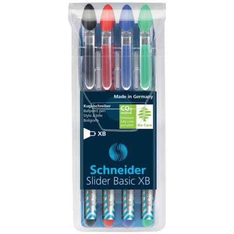 Penne a sfera Schneider Slider Basic – tratto XB – astuccio da 4 assortiti P151294