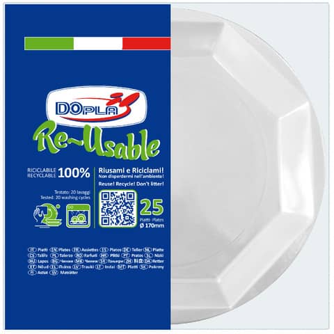 Piatti in polistirene Dopla Re-Usable Ø 170 mm – Frutta – conf. 25 pezzi – 12512