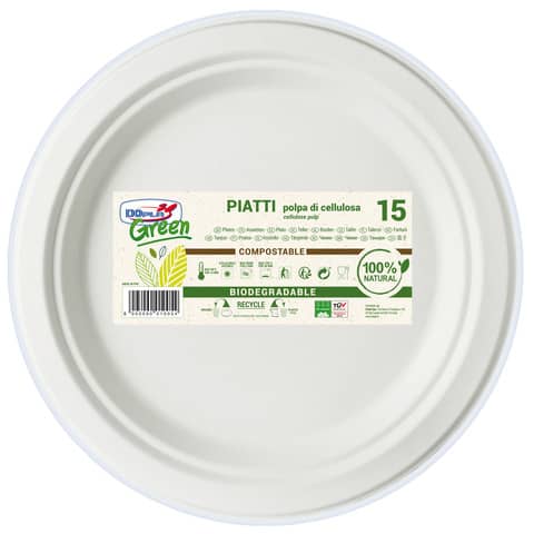 Piatti pizza in polpa di cellulosa Dopla Green Ø 320 mm – conf. 15 pz – 07752