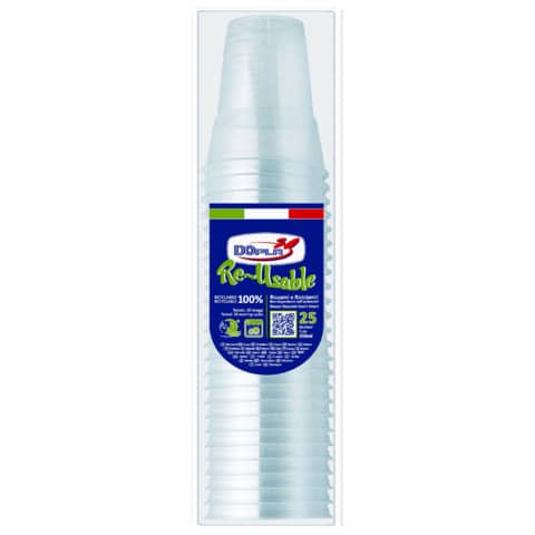 Bicchieri trasparente in polistirene Dopla 350 ml (300 L) conf. 25 pz – 22635
