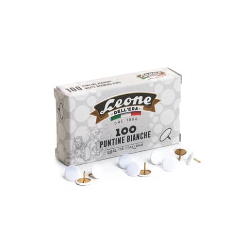 Puntine da disegno Leone Dell’Era diametro testa 9,5 mm – bianche scatola di cartone da 100 pezzi PPC1001
