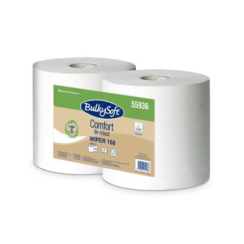 Bobina Multiuso 2 veli Bulkysoft Comfort Wiper 168 mt – bianco – Conf. 2 rotoli – 55936.E10