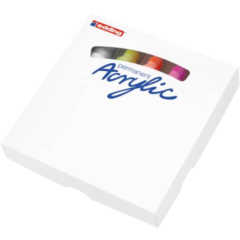 Marcatori acrilici tratto grande 5000 – punta scalpello 5-10 mm – Conf. 5 pezzi Edding assortiti neon – E-5000/5S