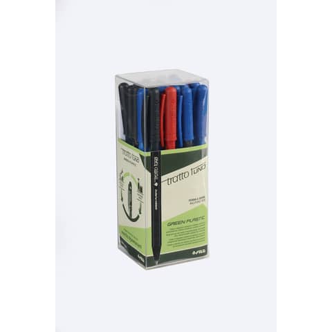 Penne a sfera Tratto 1Uno Green Plastic punta 1 mm – tratto 0,5 mm – assortiti Conf. 24 pezzi – F838400