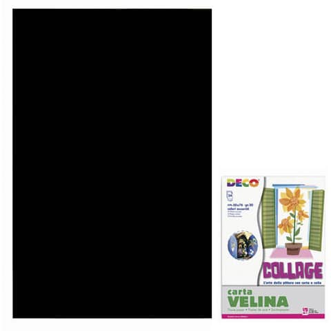 Carta velina 50×76 cm – busta 24 fogli – 20 g/m² Deco nero 05321