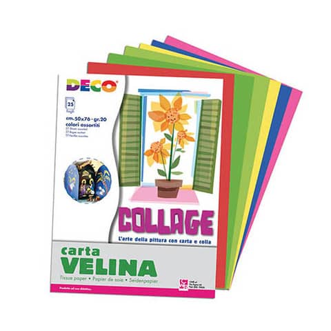 Carta velina 50×76 cm – busta 25 fogli – 20 g/m² Deco assortiti freddi 10733