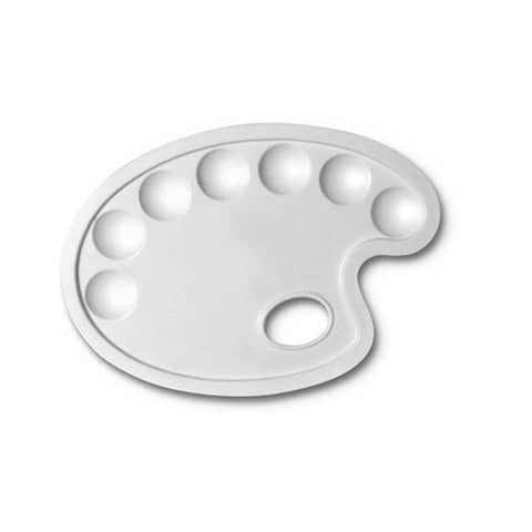 Tavolozza ovale CWR – bianca – plastica 7 scomparti – 24×17 cm 184