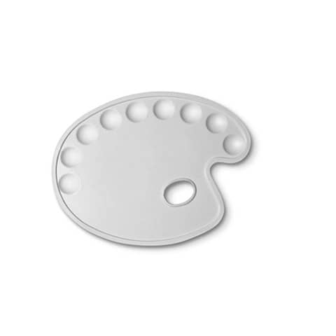 Tavolozza ovale CWR – bianca – plastica 9 scomparti – 30×22 cm 185