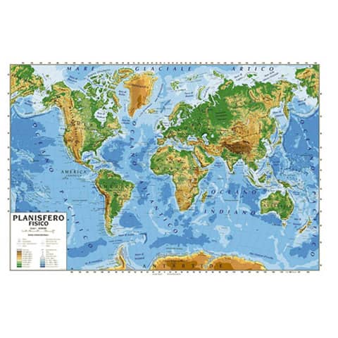 Carta geografica plastificata – 100×140 cm CWR planisfero 06997