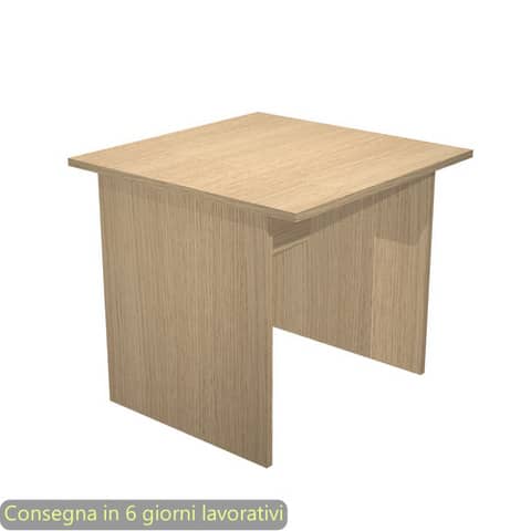 Scrivania piano rovere 80x80xH.72 cm gamba a pannello in melaminico in tinta linea Presto Artexport – 001PAN/C