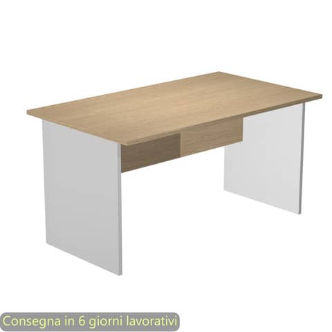 Scrivania piano rovere 120x80xH.72 cm gamba a pannello in melaminico grigio alluminio linea Presto – 004PAN/C5