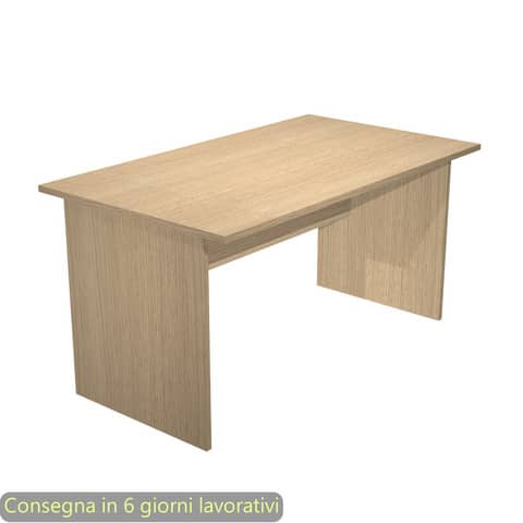 Scrivania piano rovere 140x80xH.72 cm gamba a pannello in melaminico in tinta linea Presto Artexport – 002PAN/C