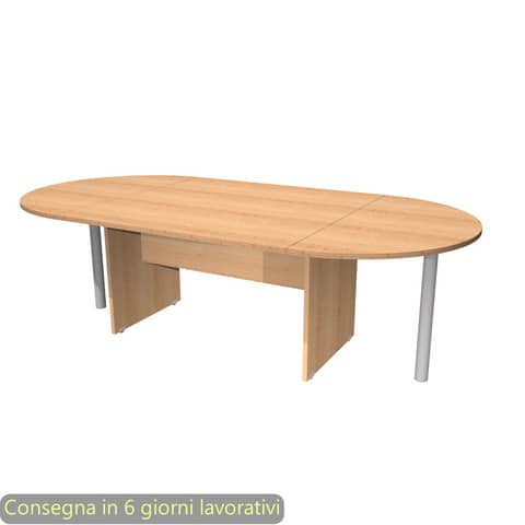 Tavolo riunione ovale faggio 220x110xH.72 cm gamba a pannello in melaminico linea Presto – TR-220/6