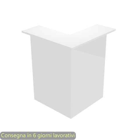 Bancone reception angolare 90° bianco 76x76xH.117 cm in melaminico linea Musa Artexport – 2824-COR/3
