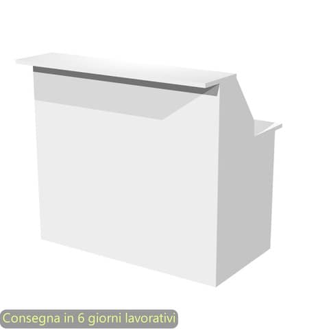 Bancone reception lineare bianco 120x76xH.117 cm in melaminico linea Presto Artexport – 2824-B12/3