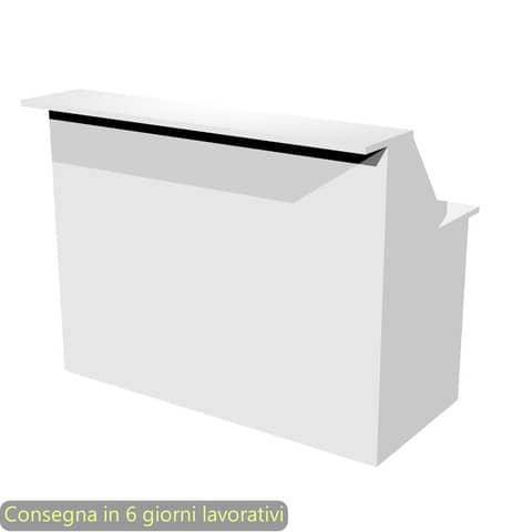 Bancone reception lineare bianco 140x76xH.117 cm in melaminico linea Presto Artexport – 2824-B14/3