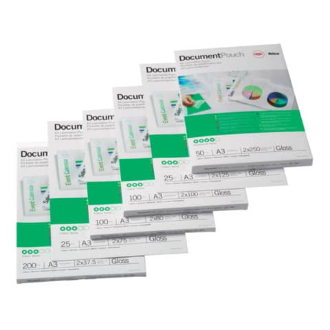 Pouches per plastificatrici GBC matt – 2×75 µm – opache – A3 Conf. 100 pezzi – 41660E