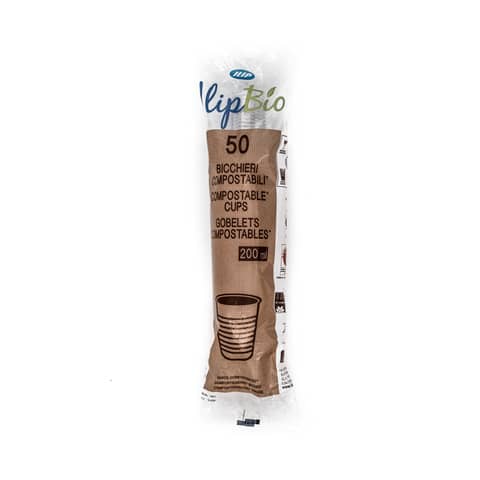 Bicchieri 200 cc Bio PLA – Conf. 50 pz. IlipBio trasparenti 61412