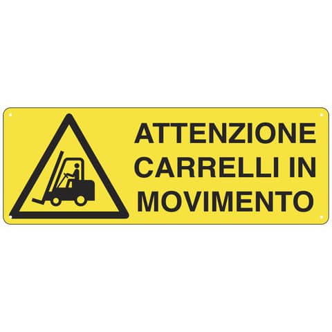 Cartello di pericolo 35×12,5 cm Cartelli Segnalatori ”Attenzione carrelli in movimento” – E1753K