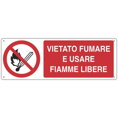Cartello di divieto 33,3×50 cm Cartelli Segnalatori ”Vietato fumare e usare fiamme libere” – E1822X