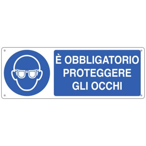 Cartello d’obbligo 35×12,5 cm Cartelli Segnalatori ”E’ obbligatorio proteggere gli occhi” – E1901K