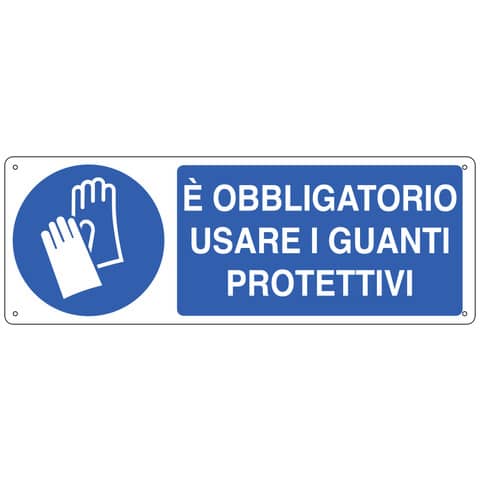 Cartello d’obbligo 35×12,5 cm Cartelli Segnalatori ”E’ obbligatorio usare i guanti protettivi” – E1904K