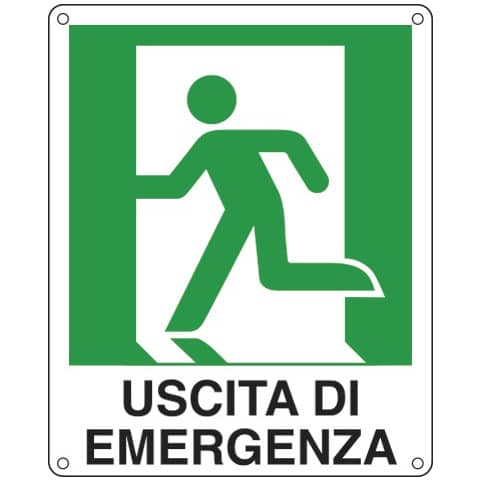 Cartello sicurezza 25×31 cm. Cartelli Segnalatori ”Uscita di emergenza sinistra” – E20105X
