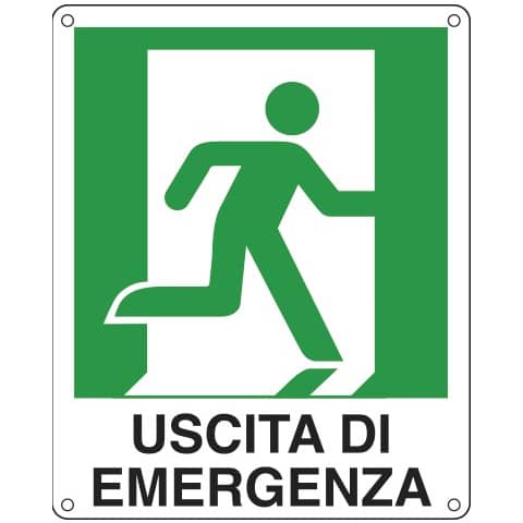 Cartello sicurezza 25×31 cm. Cartelli Segnalatori ”Uscita di emergenza destra” E20106X