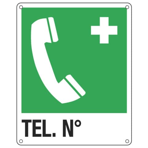 Cartello d’emergenza 25×31 cm Cartelli Segnalatori ”Telefono di emergenza. Telefono n°” – E20162X