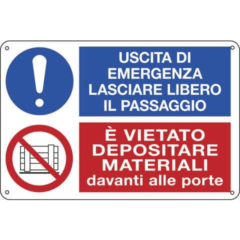 Cartello informativo 30×20 cm Cartelli Segnalatori ”Uscita d’emergenza, lasciare libero il passaggio” – E3541