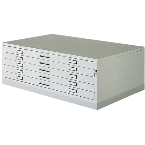 Cassettiera orizzontale in metallo a 5 cassetti Tecnostyl A0 bianco – 140×96,5×55 cm – A0/5