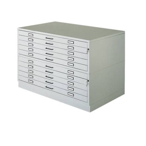 Cassettiera orizzontale in metallo a 10 cassetti Tecnostyl A0 bianco – 140×96,5×97 cm – A0/10