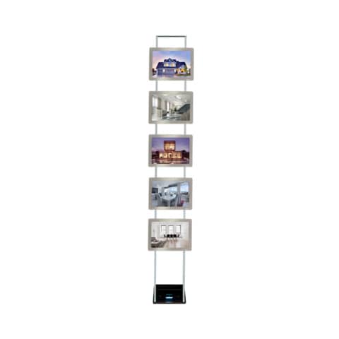 Struttura autoportante Tecnostyl Kit LEDMAG + trasformatore – 5 cornici specchiate A4 – FKIT5XA4H