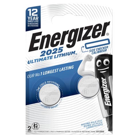 Batterie al litio a bottone Lithium Performance BP2 3V Conf. 2 pz blu Energizer CR2025 – E301319400