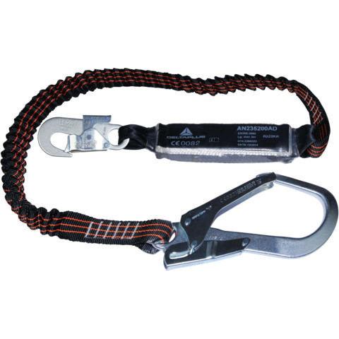 Assorbitore di caduta con cinghia estensibile 2m + 1 AM002 + 1 AM022 Delta Plus Nero-Arancio – AN235200AD