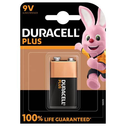 Batterie alcaline Duracell Plus100 Transistor 9V – MN1604 – blister da 1 – DU0503