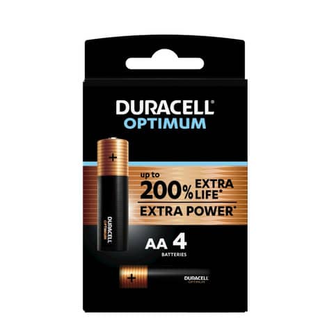 Batterie alcaline Duracell Optimum Stilo AA – MN1500 – blister da 4 – DU0030-05000394139183