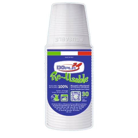 Bicchiere bianco in polistirene Dopla 230 ml – conf. da 30 pezzi – 22611
