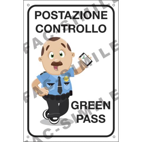 Cartello informativo 30×20 cm Cartelli Segnalatori ”Postazione controllo Green Pass” – 35372