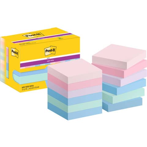 Foglietti Post-it® Super Sticky Soulful conf. 12 blocchetti da 90 ff – 47,6×47,6 mm – 622-12SS-SOUL