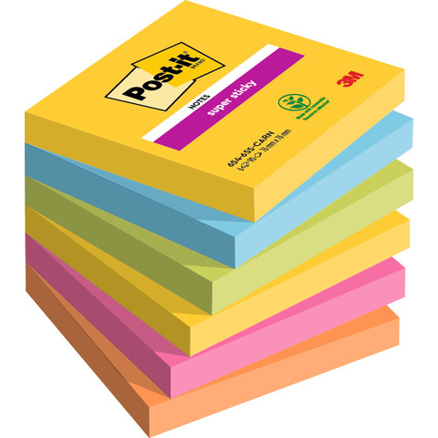 Foglietti Post-it® Super Sticky Carnival – conf. 6 blocchetti da 90 ff 76×76 mm – 654-6SS-CAR