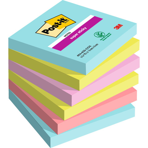 Foglietti Post-it® Super Sticky Cosmic – conf. 6 blocchetti da 90 ff 76×76 mm – 654-6SS-COS