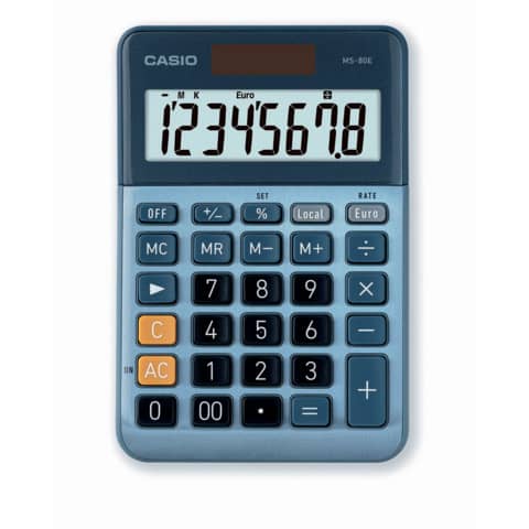 Calcolatrice da tavolo Casio MS-80E-W-EP – grigio – solare e batteria display 8 cifre – MS-80E-W-EP