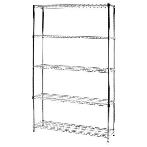 Scaffale cinque ripiani d’acciaio cromato Serena Group Archimede 120x35xH.200 cm – 5X351220